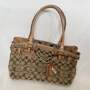 Coach Signature Canvas Hampton Braid Tote